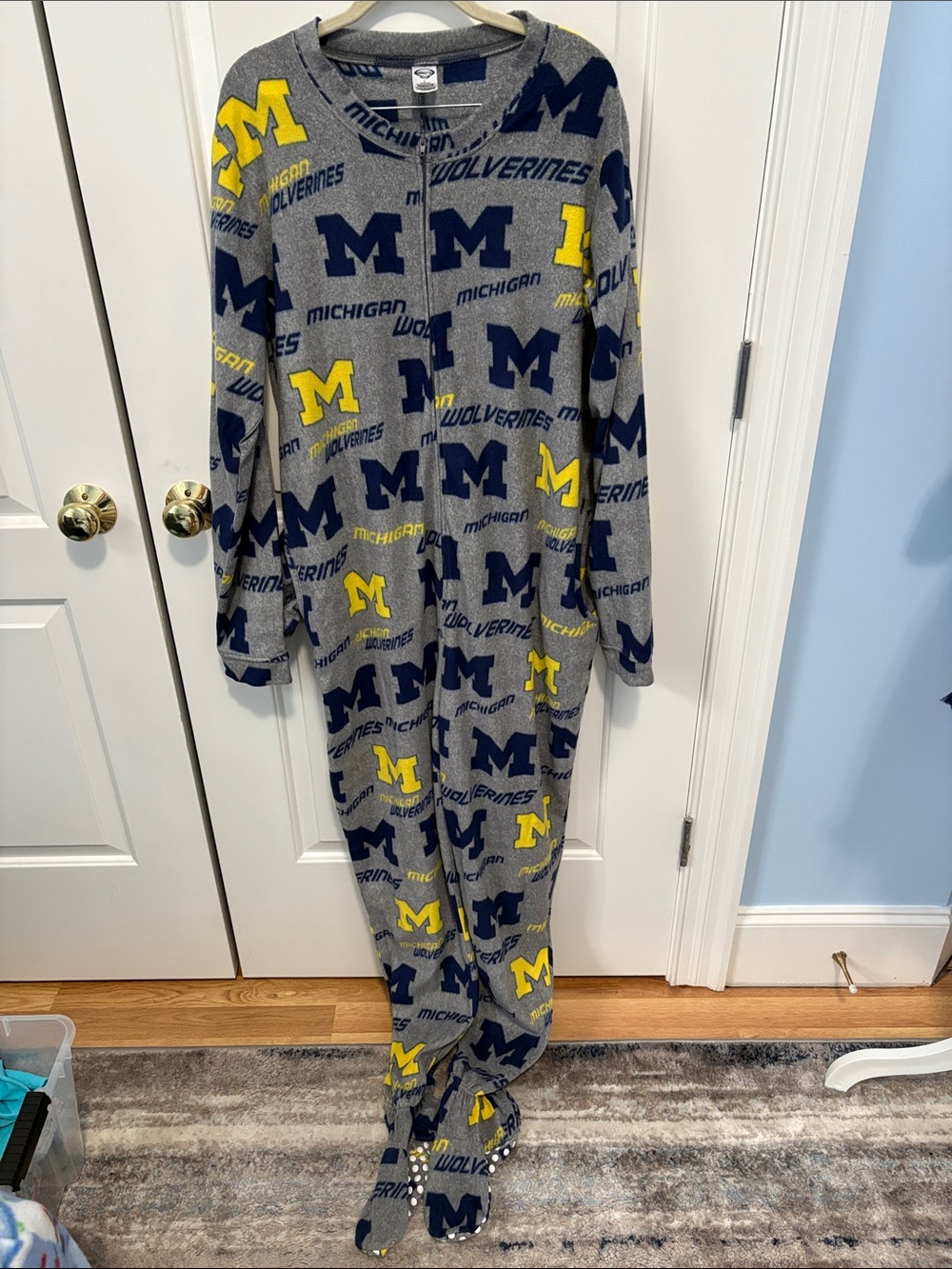 Michigan Wolverines Women's Grey Fleece Footed Pajama Onesie